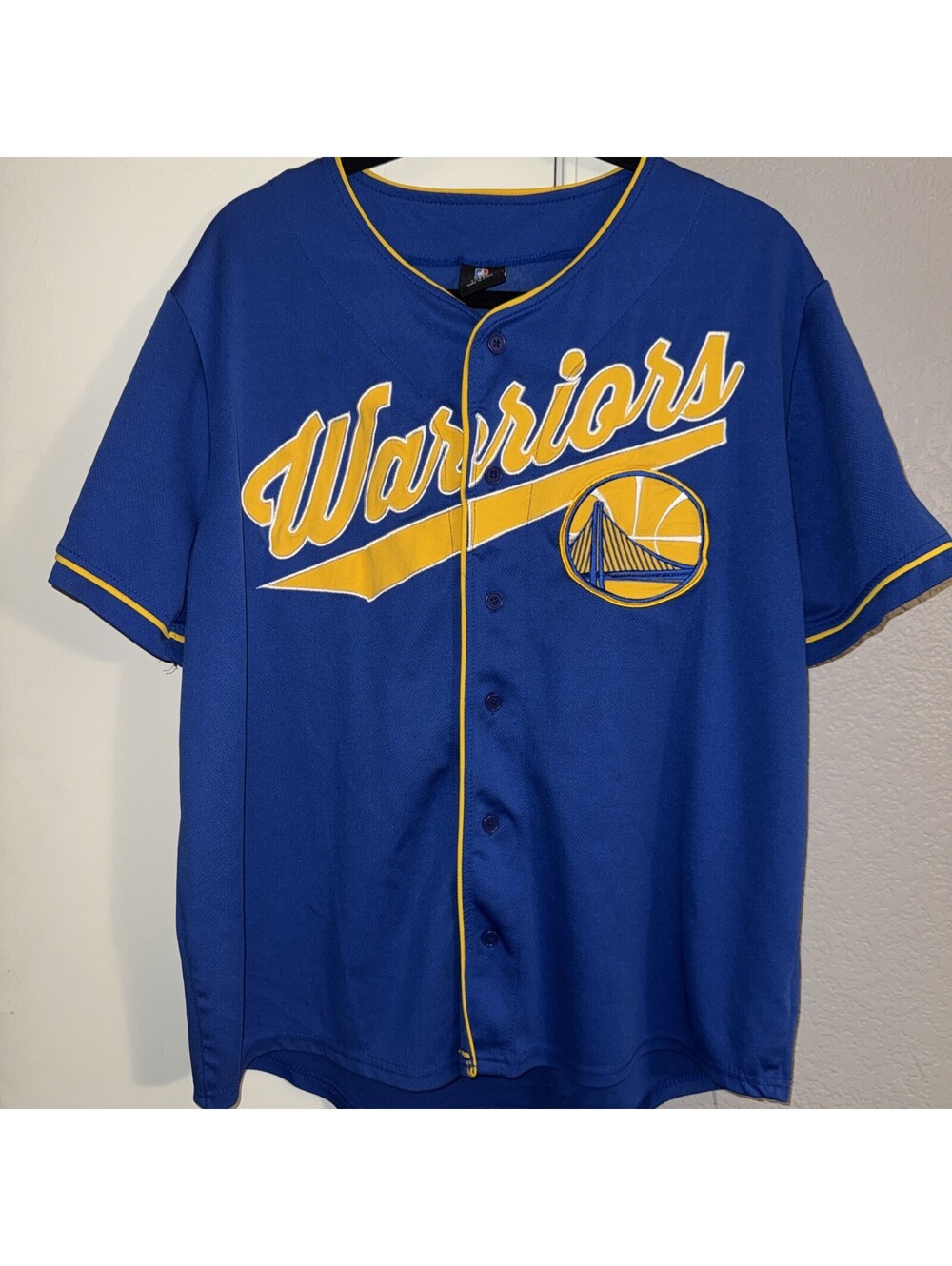 UNK Golden State Warriors NBA Basketball Jersey Mesh Blue Yellow Mens Large